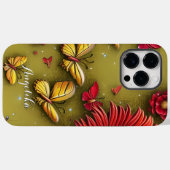 Coques Case-Mate iPhone Marguerites Rouges Papillons Dorés Nom Personnalis (Verso (horizontal))