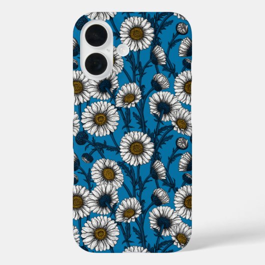 Coques Case-Mate iPhone Marguerites sur fond bleu (Verso)