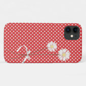 Coques Case-Mate iPhone marguerites sur rouge avec pois blancs (Dos (Horizontal))