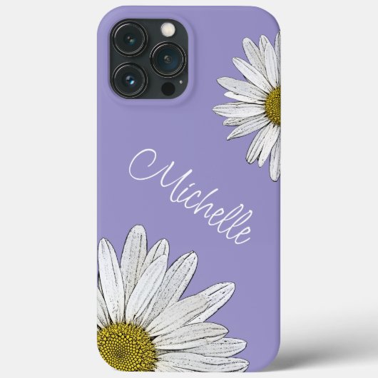 Coques Case-Mate iPhone Marguerites Whimsical Trendy Purple Cute Botanique (Verso)
