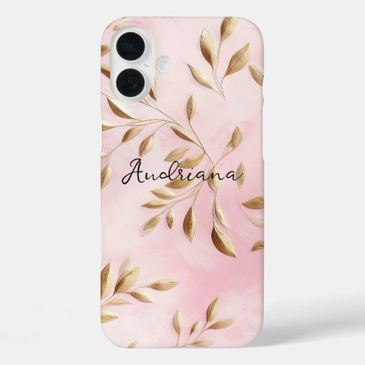Coques Case-Mate iPhone Mariage aux Feuilles d'Or Rose Pâle (Verso)