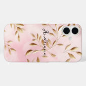 Coques Case-Mate iPhone Mariage aux Feuilles d'Or Rose Pâle (Verso (horizontal))