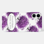 Coques Case-Mate iPhone Mariage de feuille d'arbre de coeur violet radiant (Verso (horizontal))