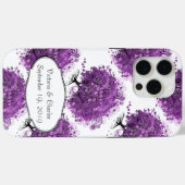 Coques Case-Mate iPhone Mariage de feuille de coeur pourpre de forêt (Verso (horizontal))
