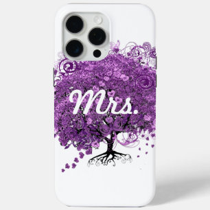 Coque iPhone 15 Pro Max Mariage de l'arbre à feuilles en forme de cœur vio