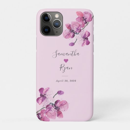 Coques Case-Mate iPhone Mariage de l'orchidée en aquarelle de prune Keepsa (Dos)