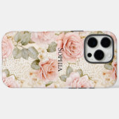 Coques Case-Mate iPhone Mariage Floral Robe de Chambre Rose Blush Crème (Verso (horizontal))