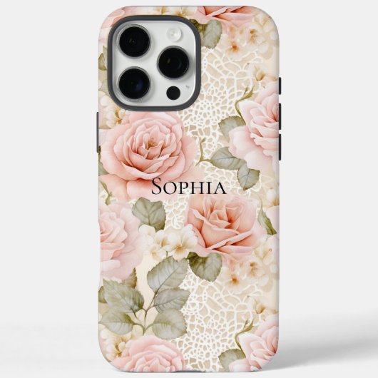 Coques Case-Mate iPhone Mariage Floral Rose Pâle Crème (Verso)