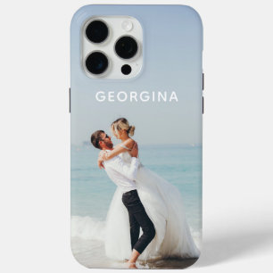 Coque iPhone 15 Pro Max Mariage Modèle photo à thème Nom personnalisé