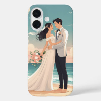 Coques iPhone 16 Mariage romantique sur la plage - Mariée et chambr