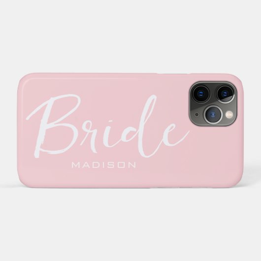 Coques Case-Mate iPhone Mariage rose pâle du script de mariée personnalisé (Dos (Horizontal))