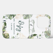 Coques Case-Mate iPhone Mariage tropical de feuilles de palmier Script fem (Verso (horizontal))
