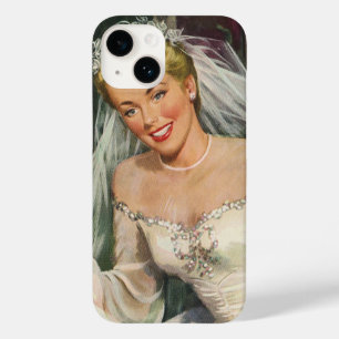 Coque Pour iPhone 14 Mariage Vintage, Mariée Rétro avec Fille de Fleurs