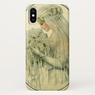 Coque iPhone X Mariage vintage, Portrait de mariée victorienne