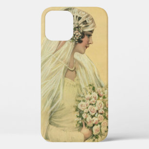 Coque iPhone 12 Mariage vintage, Portrait de mariée victorienne