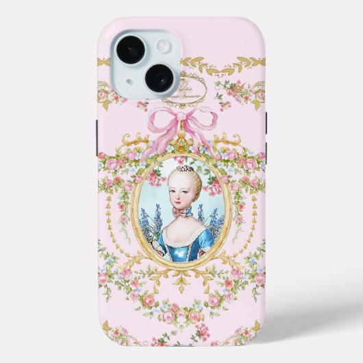 Coques Case-Mate iPhone Marie Antoinette pink rose frame iphone (Verso)
