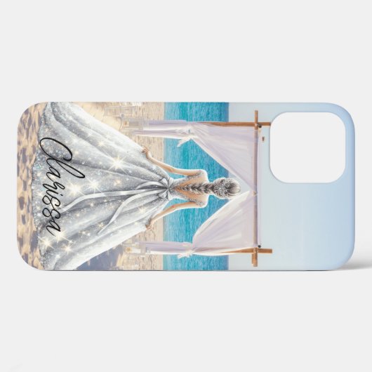Coques Case-Mate iPhone Mariée Mariage Jour Plage Mariage Fancy Gown (Verso (horizontal))