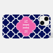 Coques Case-Mate iPhone Marine Blanc Marocain #5 Rose Chaud 3 Monogramme I (Verso (horizontal))