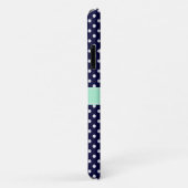 Coques Case-Mate iPhone Marine Bleu Blanc Pois Nom de la monnaie Monogramm (Dos/Droite)