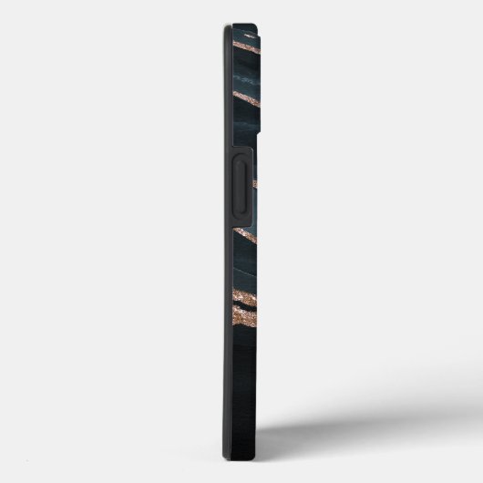 Coques Case-Mate iPhone Marine Bleu & Cuivre Élégant Script Nom Abstrait (Verso / Droite)