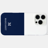 Coques Case-Mate iPhone marine bleu et blanc customisé nom initial (Verso (horizontal))