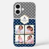 Coques Case-Mate iPhone Marine Bleu et Blancs Étoiles Motif Photo Collage (Verso)