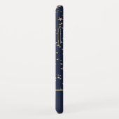 Coques Case-Mate iPhone Marine Bleu - étoiles d'or Monogramme céleste (Dos/Droite)