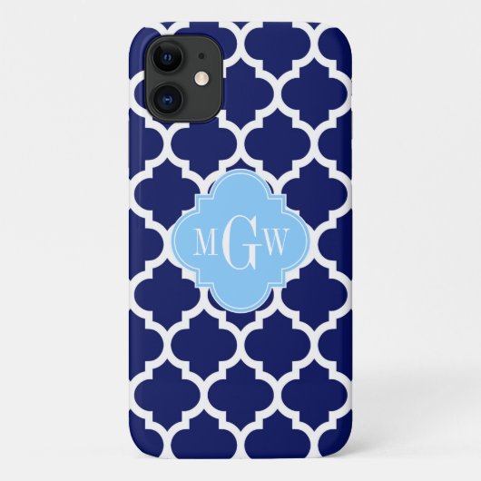 Coques Case-Mate iPhone Marine Bleu Marocain #5 Ciel Bleu Nom Monogramme (Dos)
