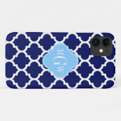 Coques Case-Mate iPhone Marine Bleu Marocain #5 Ciel Bleu Nom Monogramme (Dos (Horizontal))