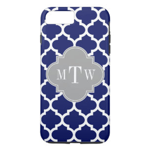 Coques Pour iPhone Marine Bleu Marocain #5 Gris 3 Monogramme initial
