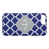 Coques Case-Mate iPhone Marine Bleu Marocain #5 Gris 3 Monogramme initial (Dos (Horizontal))