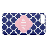 Coques Case-Mate iPhone Marine Bleu Marocain #5 Rose 3 Monogramme initial (Dos (Horizontal))