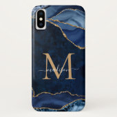 Coques Case-Mate iPhone Marine Blue Gold Parties scintillant Agate Gemston (Dos)