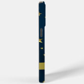 Coques Case-Mate iPhone Marine Blue Gold Stars Nom personnalisé (Verso / Droite)
