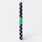 Coques Case-Mate iPhone Marine Blue Wt Polka Dot Emerald Nom vert Monogram (Dos/Gauche)