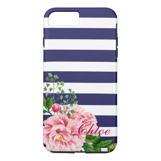 Coques Case-Mate iPhone Marine de roses et typographie blanche de (Dos)