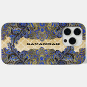 Coques Case-Mate iPhone Marine et Gold Paisley Peacock (Verso (horizontal))