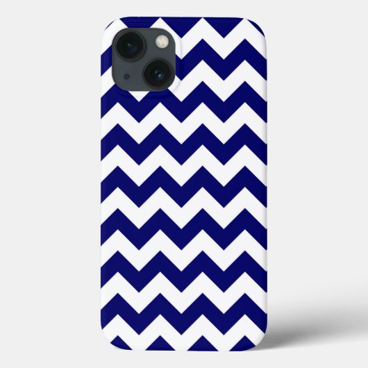 Coques Case-Mate iPhone Marine et motif de zigzag blanc (Verso)