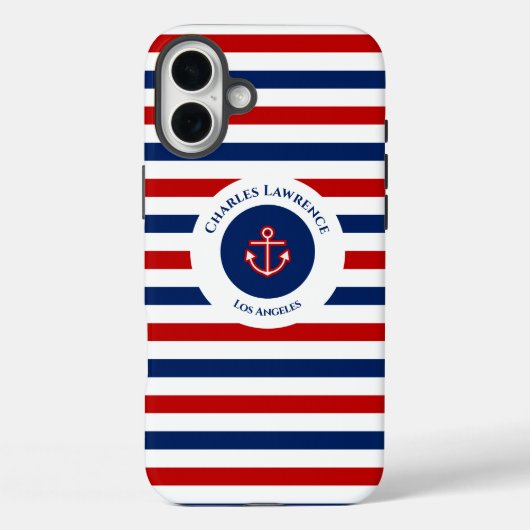 Coques Case-Mate iPhone Marine marine Bleu Rouge Bleu Blancs (Verso)