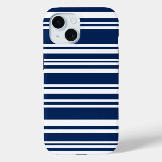 Coques Case-Mate iPhone Marine mixte moderne et bandes blanches (Verso)