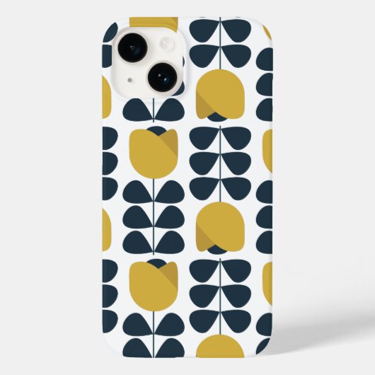 Coques Case-Mate iPhone Marine rétro et modèle floral jaune (Verso)