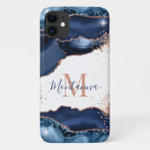 Coques Case-Mate iPhone Marine Rose Gold Marbre Agate Personnalisé (Dos)