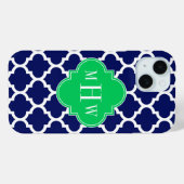 Coques Case-Mate iPhone Marine White Marocain #5 Emerald 3 Monogramme init (Verso (horizontal))