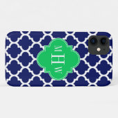 Coques Case-Mate iPhone Marine White Marocain #5 Emerald 3 Monogramme init (Dos (Horizontal))