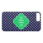 Coques Case-Mate iPhone Marine White Polka Dot Emerald Quatrefoil 3 Monogr (Dos (Horizontal))