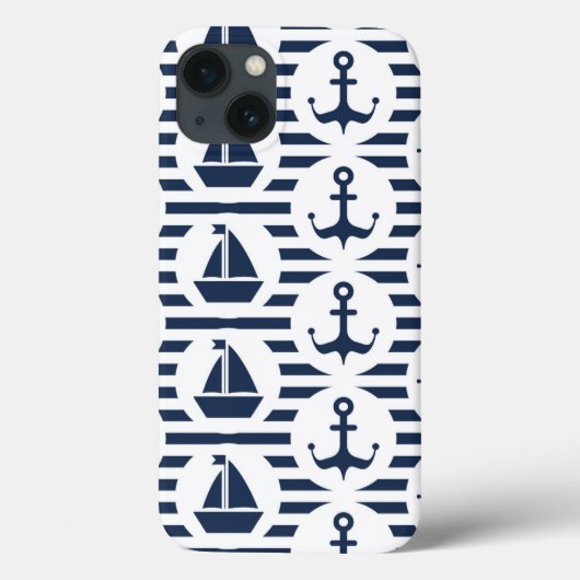 Coques Case-Mate iPhone Maritime dans le motif bleu (Verso)