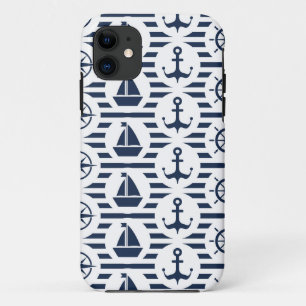 Coque iPhone 11 Maritime dans le motif bleu
