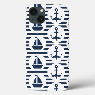 iPhone 13 Coque Maritime In Blue Pattern