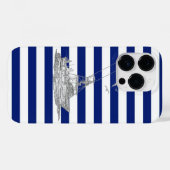 Coques Case-Mate iPhone Marlin Fishing Chrome on Blue Stripes (Verso (horizontal))