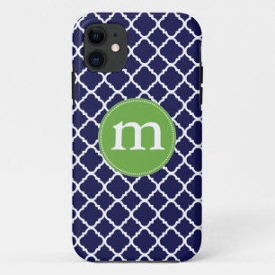 Coques Pour iPhone Marocain bleu-foncé élégant Quatrefoil